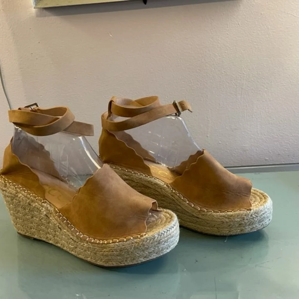 CCOCCI Jade Espadrille Wedge Sandals, Size 10, Tan   NWOB